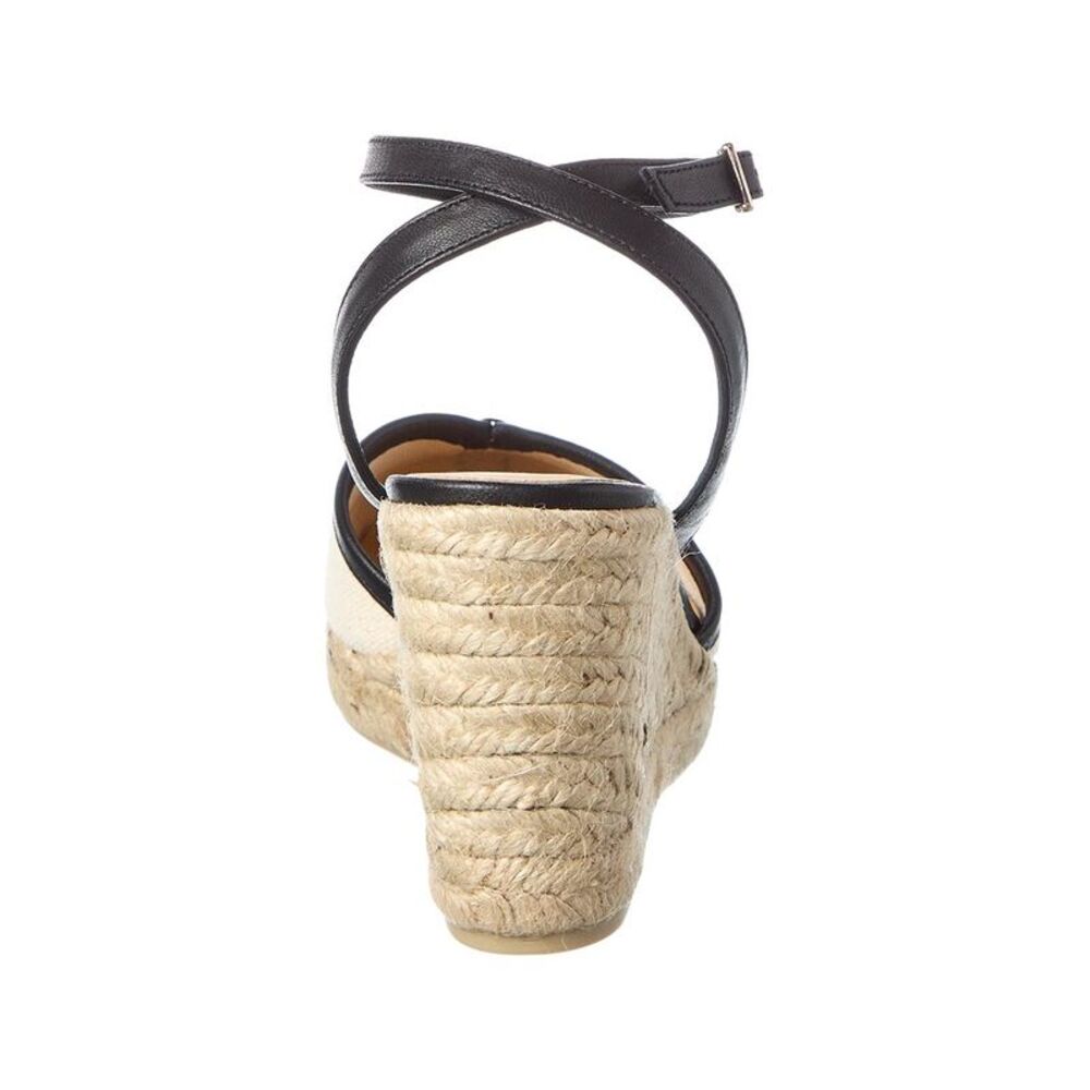 Castañer Cecilia Canvas & Leather Wedge Sandal, White - Picture 3 of 5